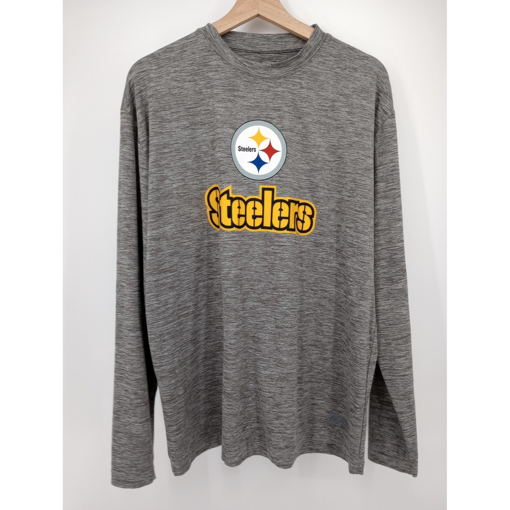 NFL Team Apparel Pittsburgh Steelers Shirt Mens S Gray Long Sleeve Graphic Tee